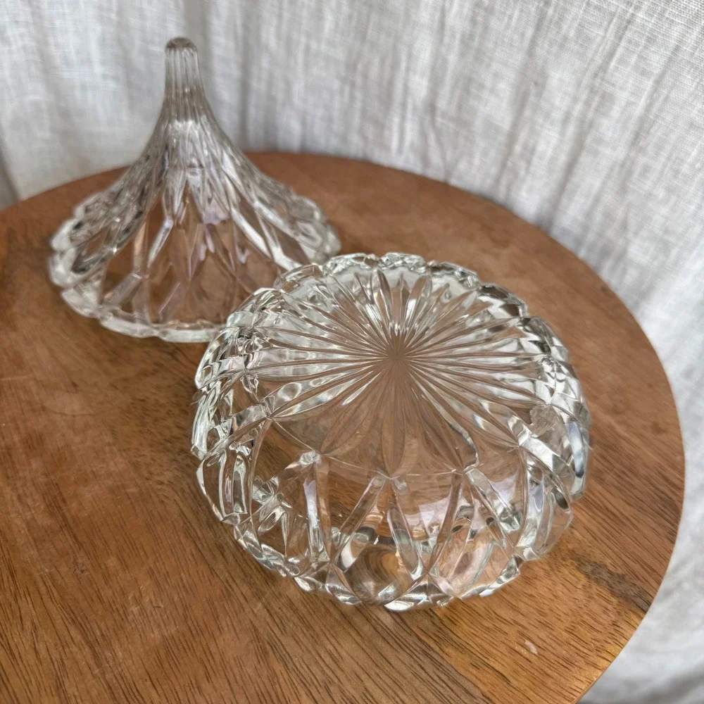 Vintage Godinger Clear Crystal‎ Hershey Kiss Lidded Covered Trinket Candy Dish